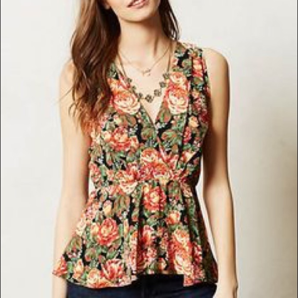 Anthropologie Myne Floral Fiori Peplum Blouse